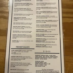 Burger and menu