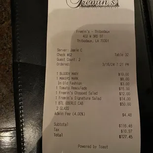 Notice the admin fee!