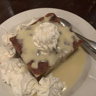 Bread pudding with rum sauce