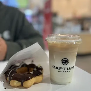 Latte &amp; mochi donut