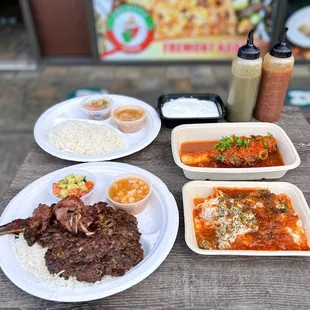 Kebab Combo: Chapli Afghan Burger+Lamb Chops ($21.99), Mantoo App: Afghan Potstickers (6-$8.99), Lamb Shank Korma ($17.99), Yogurt ($3.99)