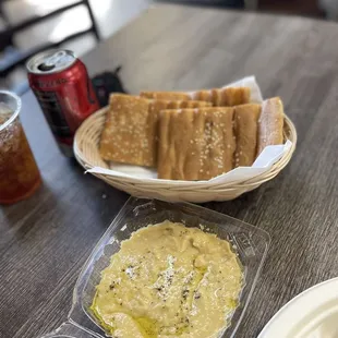 Hummus and freshly baked bread