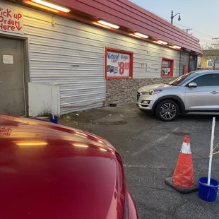a car parked in front of a store