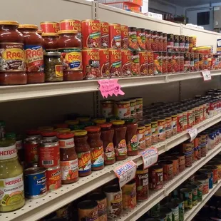 Canned soups, vegetables...