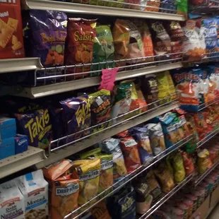 Variety of popular brands: Deep River, Takis, Kettle, Skinny Pop