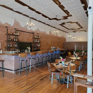 The bar and dining space