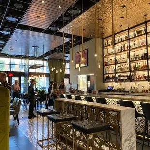 the interior of a modern restaurant