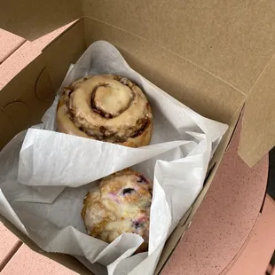 Maple Nut roll &amp; Blueberry Scone