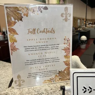 fall cocktail menu