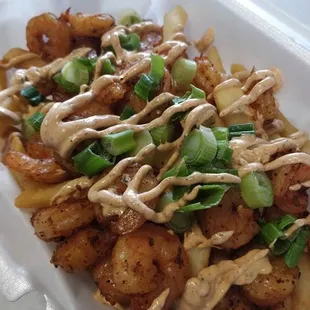 Blackened Cajun Shrimp Fries with Cajun Aioli