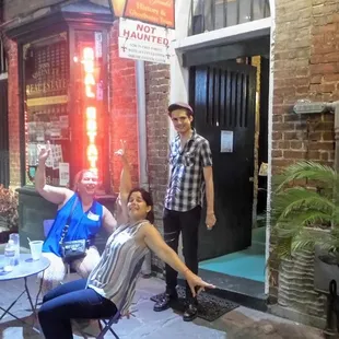 Zak and girls about to have fun on our Ghost Tour.