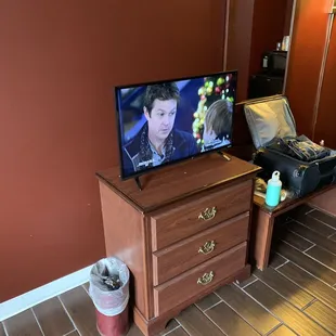 The tv in this room was a little small and hard to see from bed.