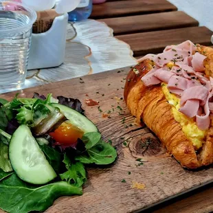Omelet croissant with ham.  Croissant Jambon.