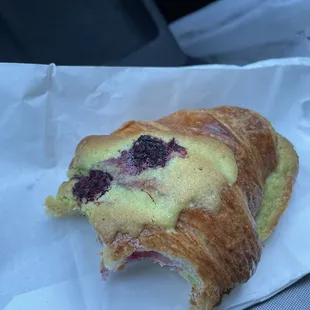 Raspberry pistachio croissant