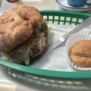 Vegetable Sandwich with croissant and Pastry