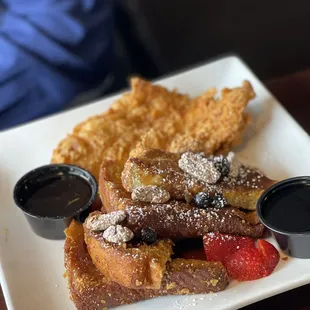 Chicken &amp; Waffle. Substituting the waffle for French toast!