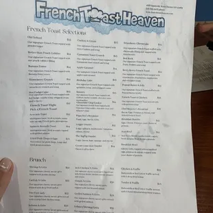 French Toast Heaven menu