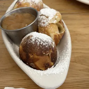 Aebelskiver with caramel sauce