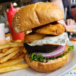 a burger and french fries