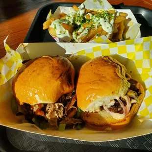 Hand-cut Fries, Dirty South Slider, and Classic Slider