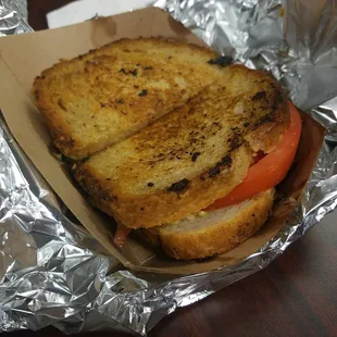 The Rachel:  pesto, smoked gouda, tomato, provolone on sourdough