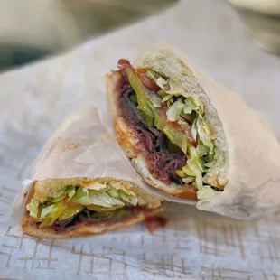 a sandwich cut in half