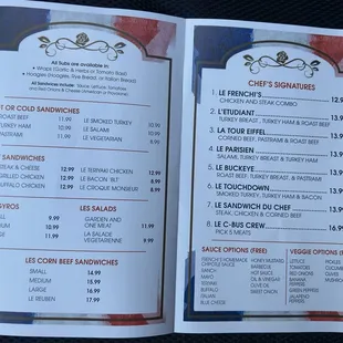 menu