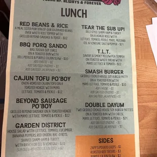 menu