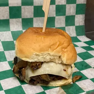 New Month-New Burger! Kendra's Mushroom-Swiss!!!!