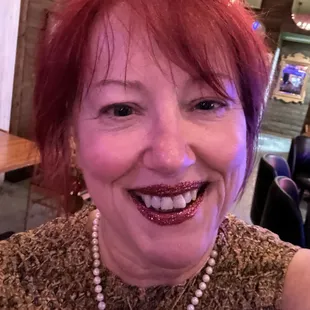 Showing off my glitter lipstick