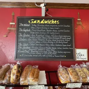 Sandwich menu
