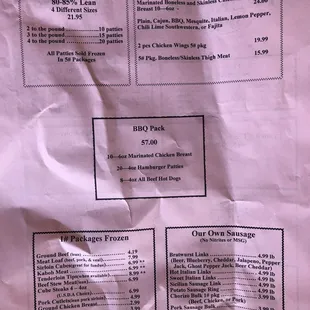 Menu 12/2023. I believe they have more cuts and grades than listed (i.e., Prime grade) - best to ask what&apos;s avail!