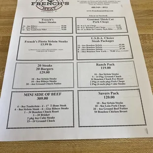 menu