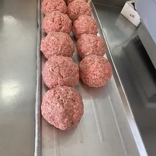 a tray of meatballs