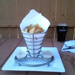 Pub chips, outside..."on the house"