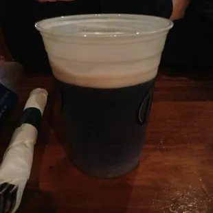 Black &amp; tan in a plastic cup there should b a law against abusing Guinness