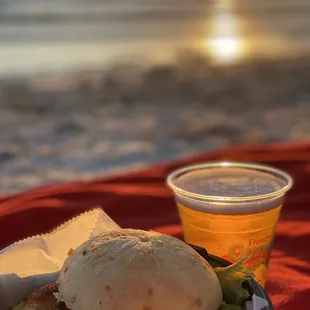 Watching sunset with Frenchy&apos;s to go picnic