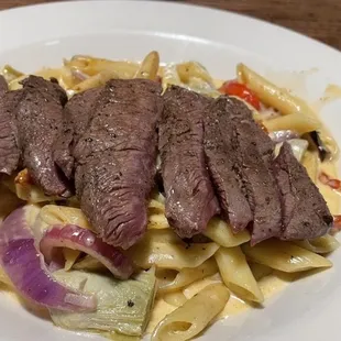 Creamy pasta with steak...just ok.