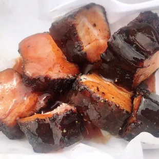 Pork belly burnt ends were finger-licking good! @Gonzo's Smokehouse &amp; BBQ