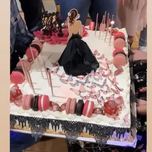 Tres leches cake, decor done by me but the cake is delish with or without decor. Thanks Fresa Bakery!