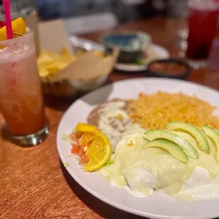 Carne asada enchiladas blanca