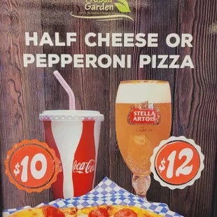 half cheese or pepperoni pizza