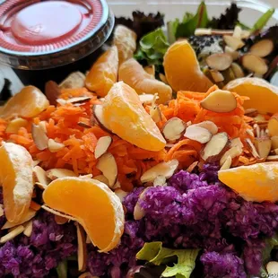 ZenGarden Organic mixed Greens &amp; Red Cabbage, Carrot, House made Smashed Avocados mix, Mandarins, Sliced Almonds
