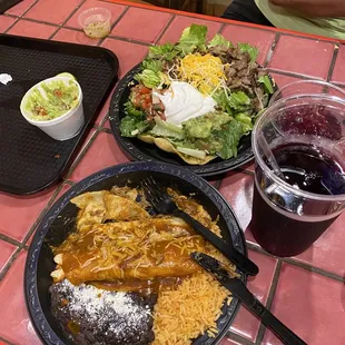 I got beef tostada and beef enchiladas!