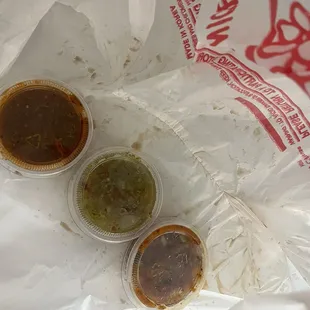 The bag that the items came in--salsas that weren't properly closed, everything leaked, not even the burritos were wrapped properly.