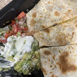 quesadilla and salad