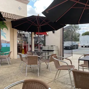 tables and umbrellas