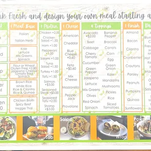 a menu for a restaurant