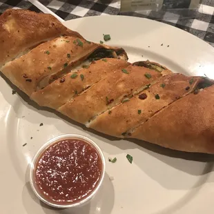 Spinach and artichoke Stromboli