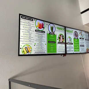 menus on the wall